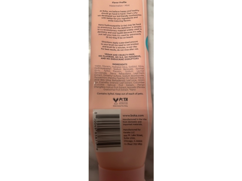 Boka Kids Toothpaste, Watermelon Mint, 1.3 oz/38 g, Pack Of 2