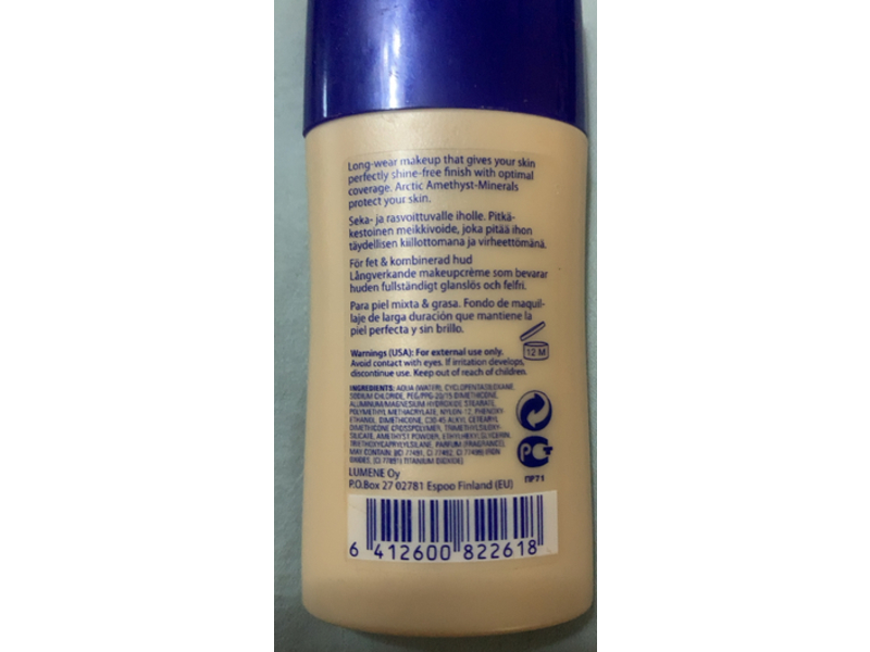 Lumene Double Stay Mineral Makeup, 01 Cream Beige, 1 fl oz/30 mL