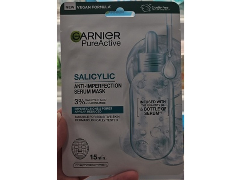 Garnier Pure Active Anti-Imperfection Serum Mask, Salicylic Acid + Niacinamide, 23 g
