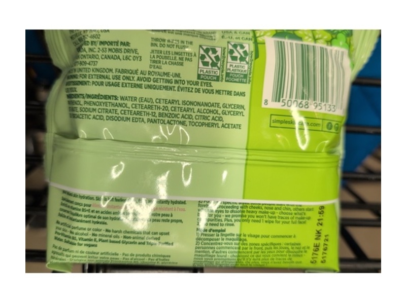 Simple Kind To Skin Cleansing Wipes, Vitamin B5 + E, 25 Count