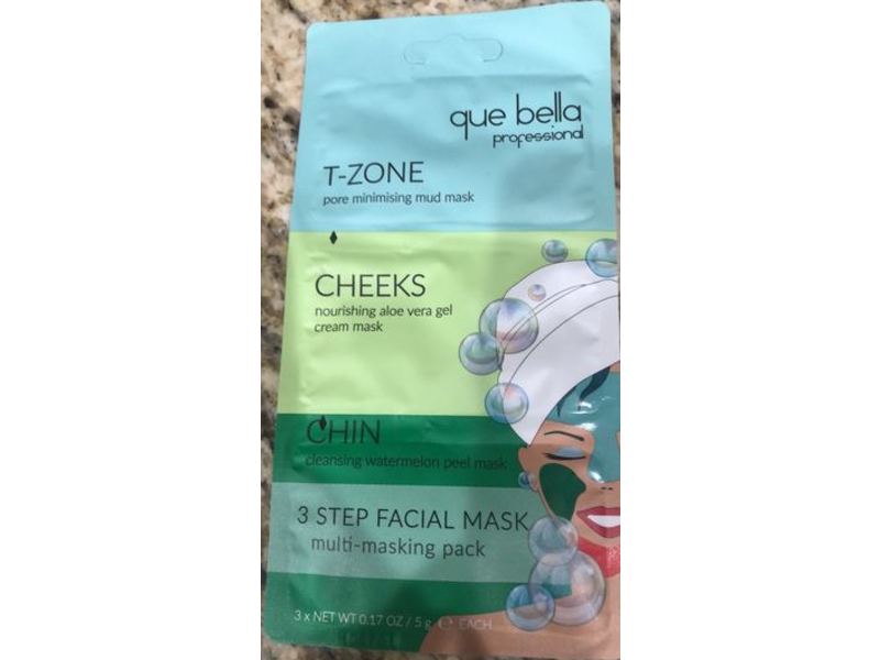 Que Bella 3 Step Facial Mask, 0.17 oz/ 5g
