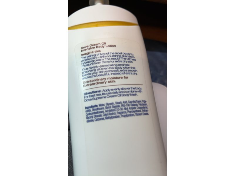 Dove Cream Oil Intensive Body Lotion, 16.9 oz/500 mL