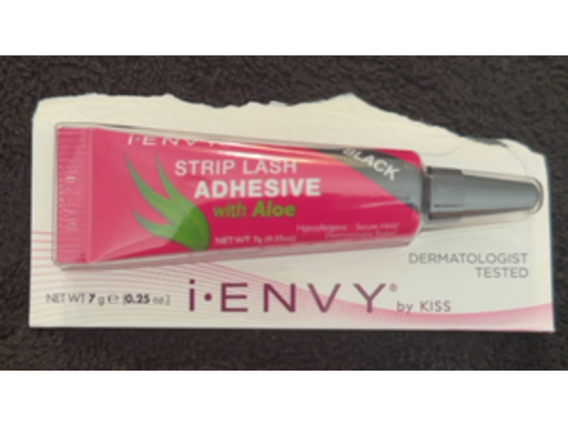 Kiss I.Envy Strip Eyelash Adhesive, Aloe, Black, 0.25 oz/7 g