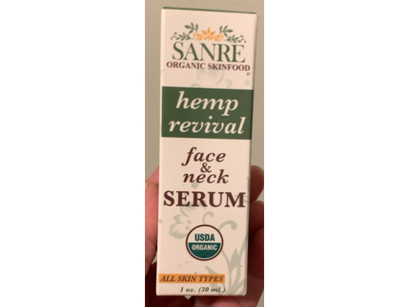 Sanre Organic Skinfood Face & Neck Serum, Hemp Revival, 1 oz/30 mL