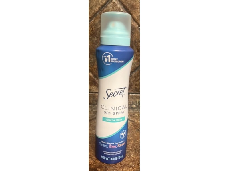 Secret Clinical Antiperspirant Dry Spray, Light & Fresh, 3.8 oz/107 g