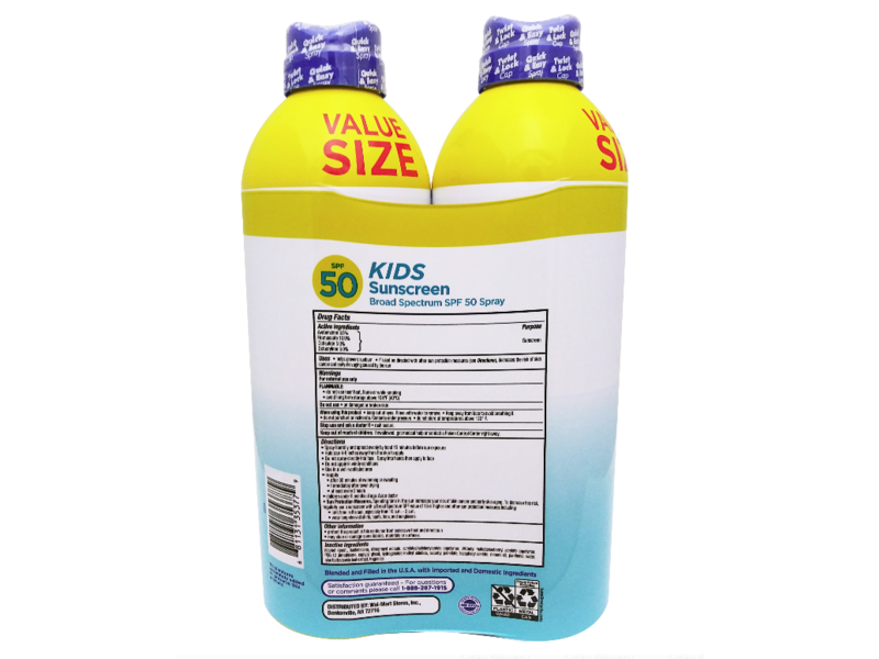 Equate Kids Broad Spectrum Sunscreen, SPF 50, 18.2 oz/516 g, Twin Pack