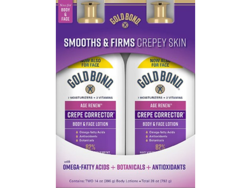 Gold Bond Age Renew Crepe Corrector Body & Face Lotion, Omega-Fatty Acids + Botanicals + Antioxidants, 28 oz/792 g, Pack Of 2