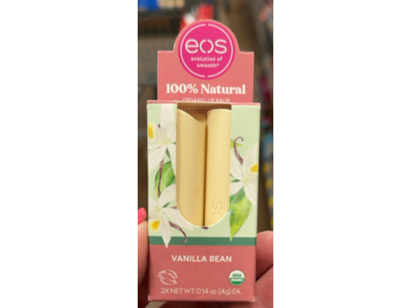EOS Organic Lip Balm, Vanilla Bean, 0.14 oz/4 g, Pack Of 2