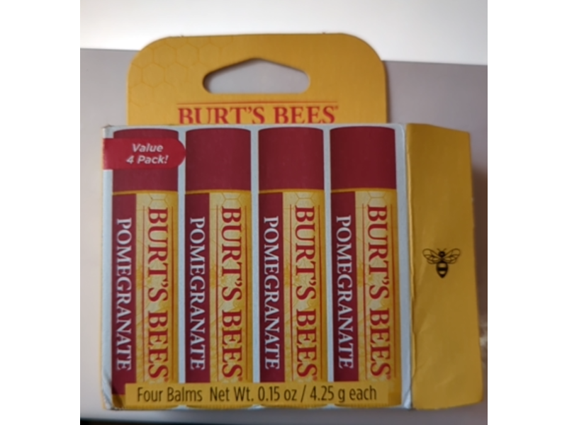 Burt's Bees Lip Balm, Pomegranate, Pack Of 4, 0.15 oz/4.25 g