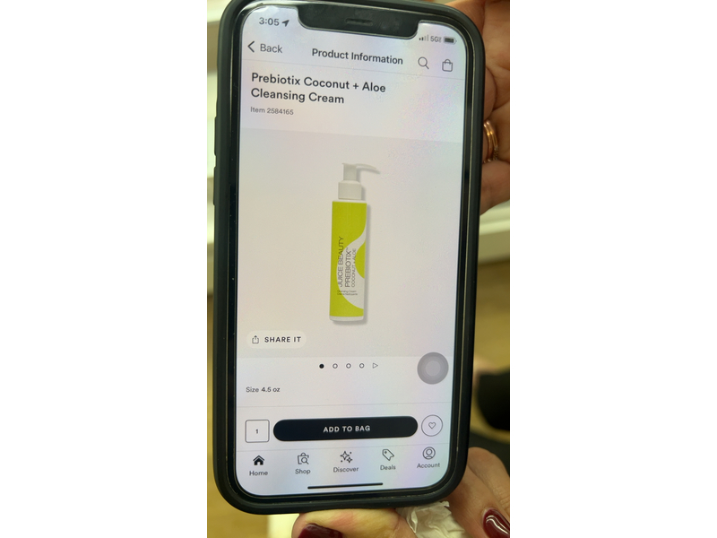 Juice Beauty Cleansing Cream, Prebiotix Coconut & Aloe, 4.5 oz/133 mL