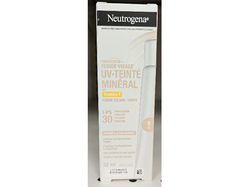 Neutrogena Purescreen + Mineral UV Tint Face Liquid Sunscreen, SPF 30, Light, 32 mL