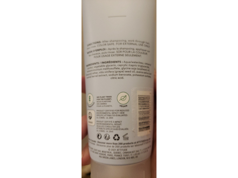 Attitude Sensitive Natural Care Conditioner, Oatmeal, Extra Gentle & Volumizing, 8 fl oz/240 mL