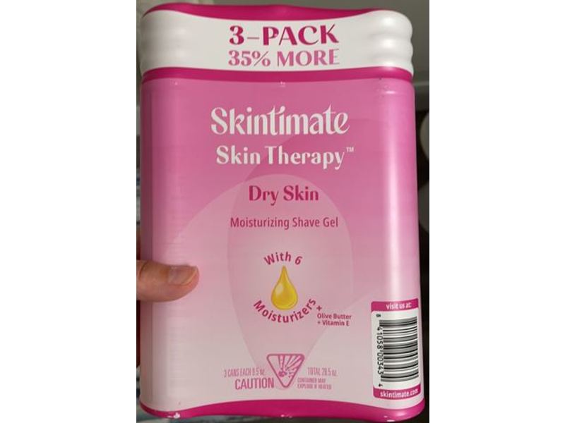 Skintimate Skin Therapy Moisturizing Shave Gel, Dry Skin, Olive Butter + Vitamin E, 28.5 oz, Pack Of 3