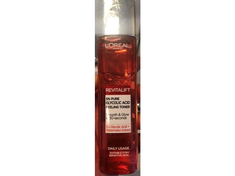 L'Oreal Paris Revitalift 5% Pure Glycolic Acid Peeling Toner, 5% Glycolic Acid + Watermelon Extract, 180 mL