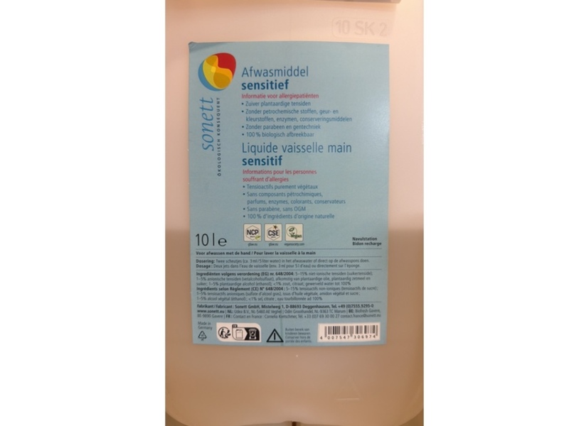 Sonett Dishwashing Liquid, Sensitive, 10 L
