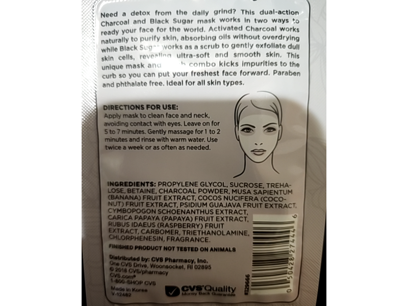 CVS Dual Action Scrub Facial Mask, Charcoal & Black Sugar, 0.5 fl oz/15 mL