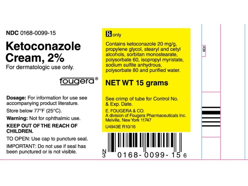 Ketoconazole Cream, 2%, 15 g, Fougera (RX)