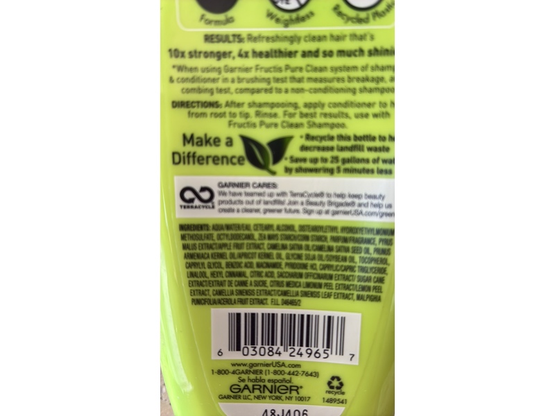 Garnier Fructis Pure Clean Fortifying Conditioner, 13 fl oz/384 mL