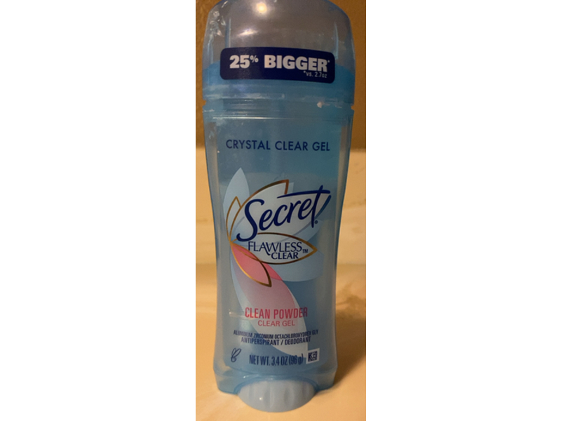 Secret Flawless Clear Gel Antiperspirant Deodorant, Clean Powder, 3.4 oz/96 g