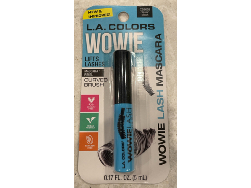 L.A. Colors Wowie Lash Mascara Curved Brush, C68658 Classic Black, 0.17 fl oz/5 mL
