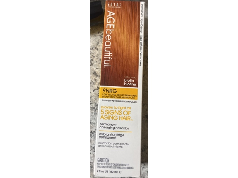 AGE beautiful Permanent Hair Color, 9NRG Light Neutral Red Golden Blonde, 2 fl oz/60 mL