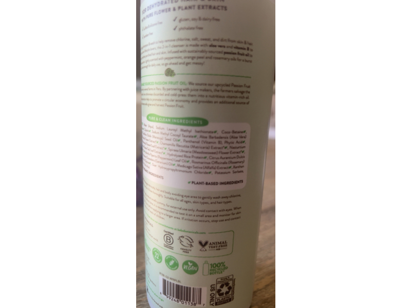 Babo Botanicals Swim & Sport Shampoo & Wash, Citrus Mint & Passion Fruit, 16 fl oz/473 mL