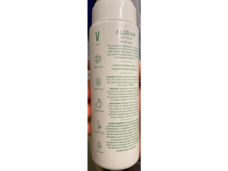 Aluram Curl Foam Hair Mousse, 7 fl oz/207 mL