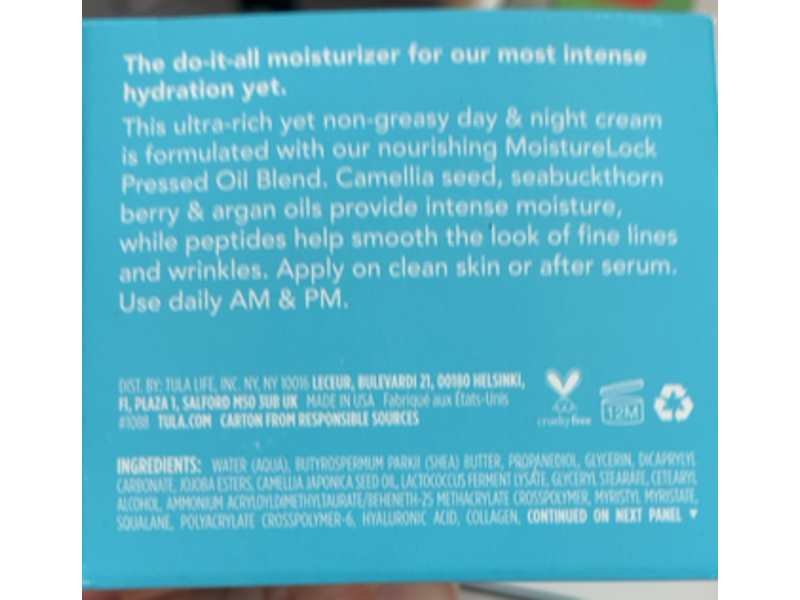 Tula Skin Care 24-7 Moisture Intense Ultra Hydrating Day & Night Cream, 1.48 oz/42 g