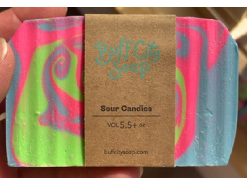 Buff City Soap Bar Soap, Sour Candies, 5.5 oz/156 g