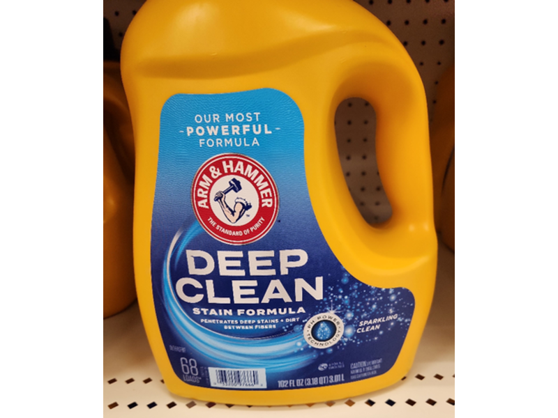 Arm & Hammer Deep Clean Stain Formula Laundry Detergent, Sparkling Clean, 68 Loads, 102 fl oz/3.01 L.
