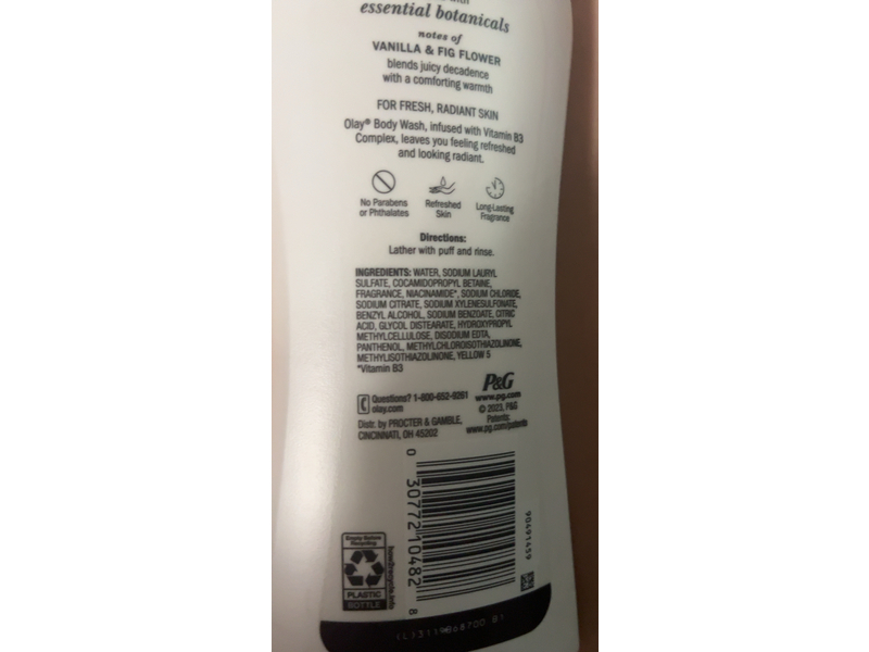 Olay Body Wash, Vanilla & Fig Flower, 23.6 fl oz/700 mL