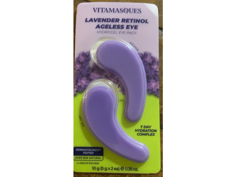 Vitamasques Retinol Ageless Hydrogel Eye Pads, Lavender, 0.35 oz/10 g
