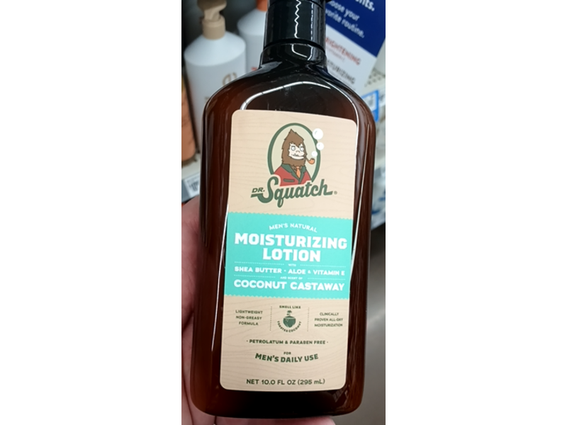 Dr. Squatch Men's Natural Moisturizing Lotion, Coconut Castaway, 10.0 fl oz/295 mL
