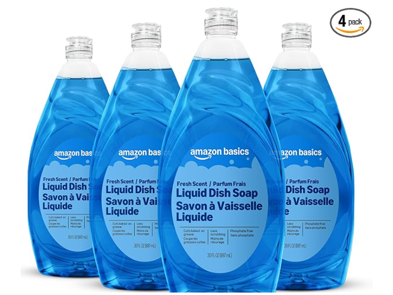 Amazon Basics Liquid Dish Soap, Fresh Scent, 30 fl oz/885 mL, Pack Of 4