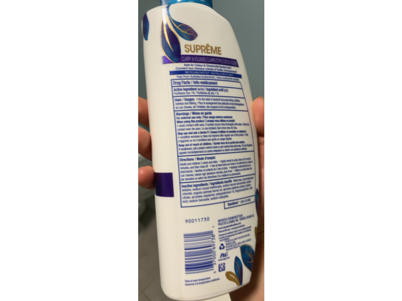 Head & Soulder Supreme Clarify & Volumize Shampoo, Argan Oil & Blue Green Algae Extract, 11.8 fl oz/350 mL