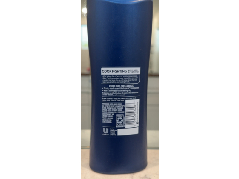 Suave Men Odor Fighting Body & Foot Wash, 15 fl oz/443 mL, Pack Of 4