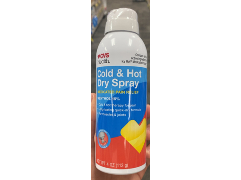Cvs Health Cold & Hot Dry Spray Medicated Pain Relief, Menthol 16%, 4 oz/113 g