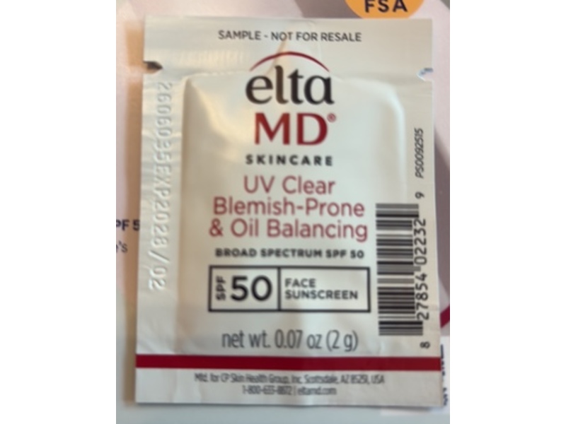 Elta MD UV Clear Blemish-Prone & Oil Balancing Face Sunscreen, SPF 50, 0.07 oz/2 g