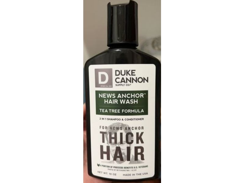 Duke Cannon News Anchor Hair Wash 2-In-1 Shampoo and Conditioner, Tea Tree Formula, 10 oz