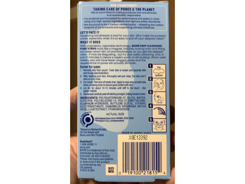 Biore The Original Deep Cleansing Pore Strips, 6 Count