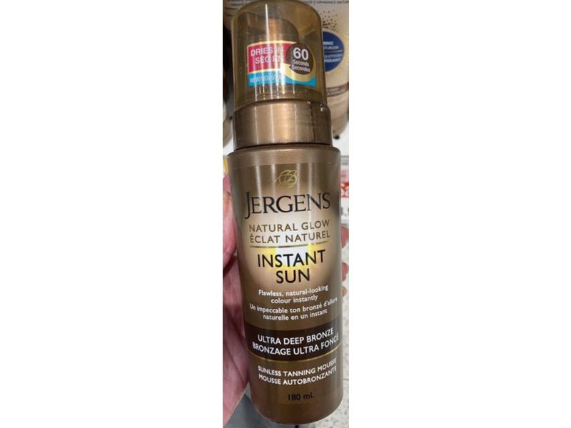 Jergens Natural Glow Instant Sun Sunless Tanning Mousse, Ultra Deep Bronze, 180 mL