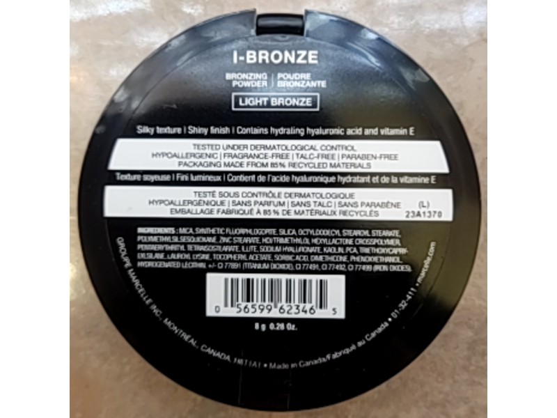 Marcelle I-Bronze Shine Bronzing Powder, Light Bronze, 0.28 oz/8 g