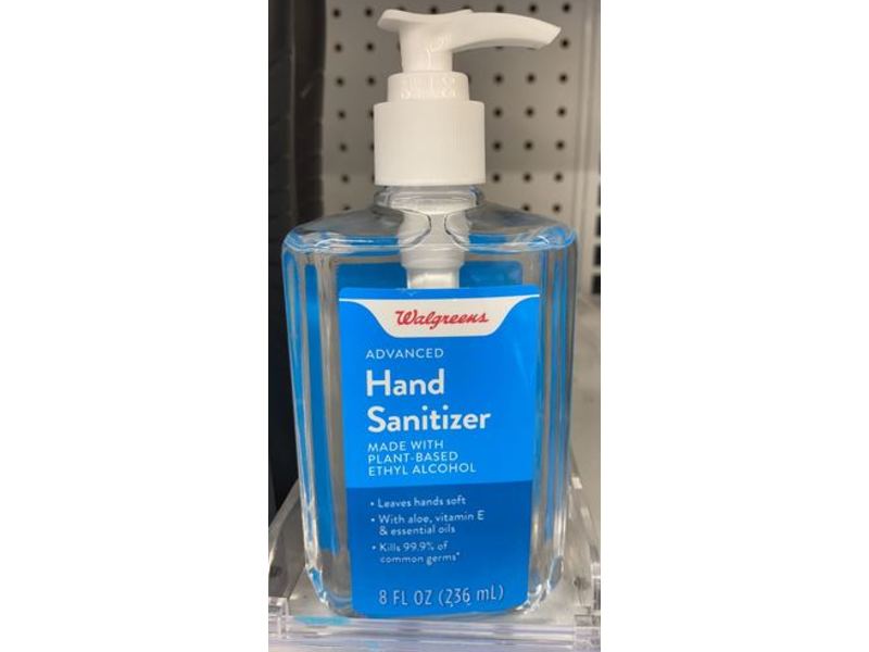Walgreens Advanced Hand Sanitizer, Plant-Based Ethyl Alcohol, 8 fl oz/236 mL