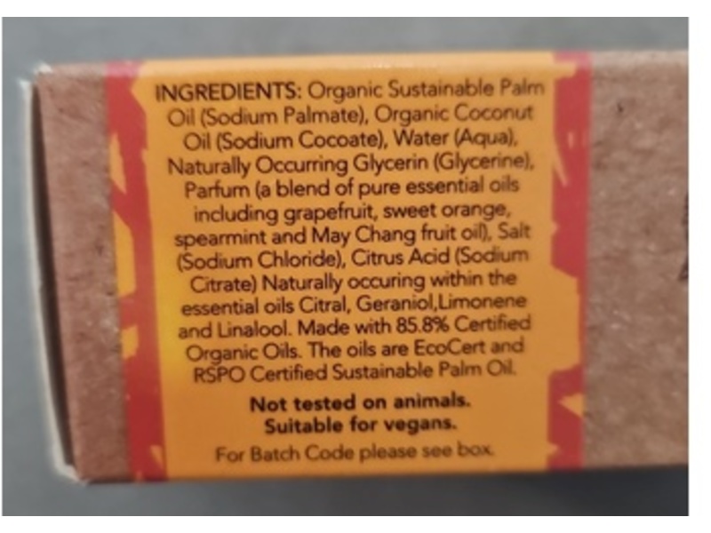 Little Soap Company Pure Organic Soap, Grapefruit & Orange, 110 g