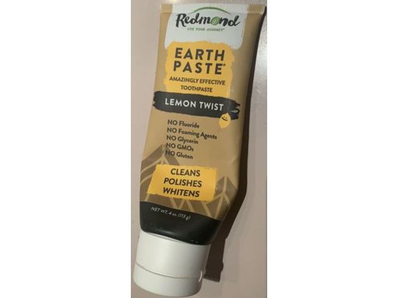 Redmond Earth Paste Toothpaste, Lemon Twist, Cleans Polishes Whitens, 4 oz/113 g