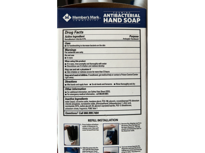 Member's Mark Foaming Antibacterial Hand Soap, 67.6 fl oz/2000 mL, 2 Count, Pack Of 2