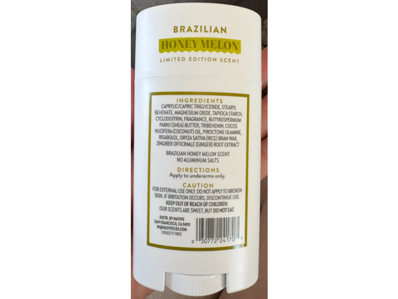 Native Limited Edition Scent Deodorant, Honey Melon, 2.65 oz/ 75 g