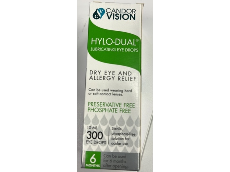 Candorvision Hylo-Dual Lubricating Eye Drops, 10 mL, 300 Eye Drops
