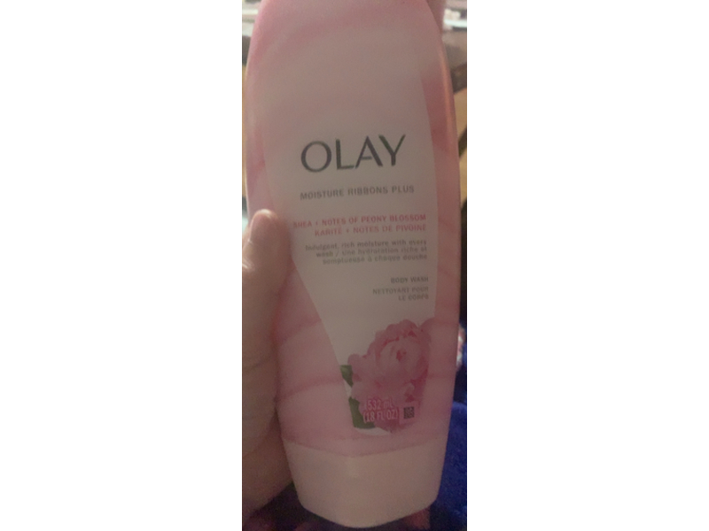 Olay Moisture Ribbons Plus Body Wash, Shea + Notes of Peony Blossom,18 fl oz/532 mL, Pack Of 4