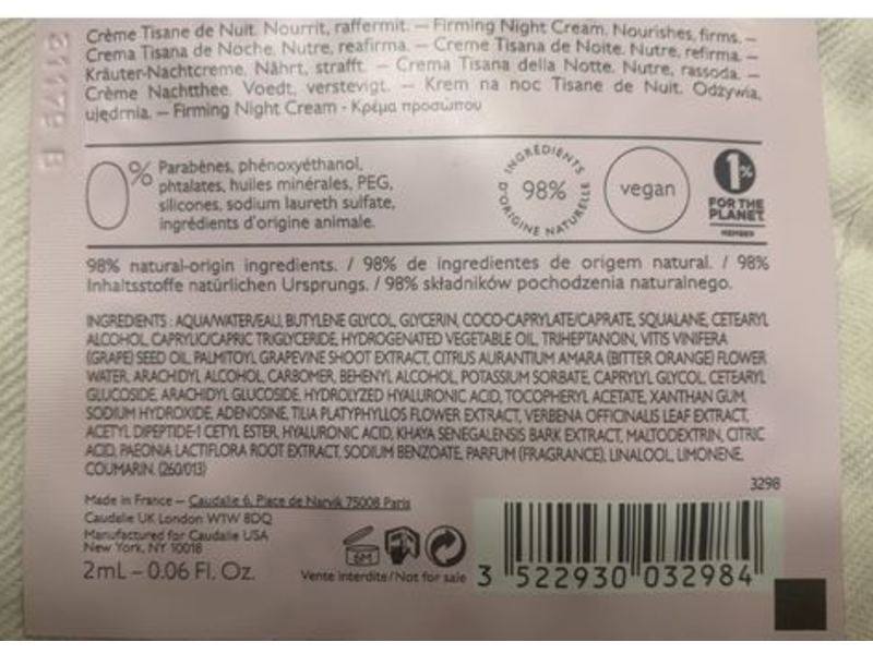 Caudalie Resveratrol-Lift Firming Night Cream, 2 mL